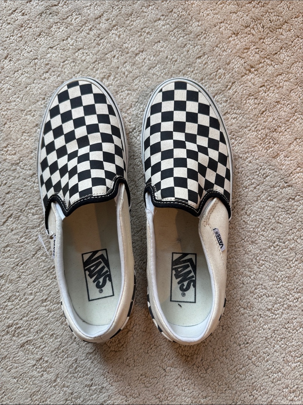 Vans Women’s Checkerboard Slip-On Sneakers - Black & White